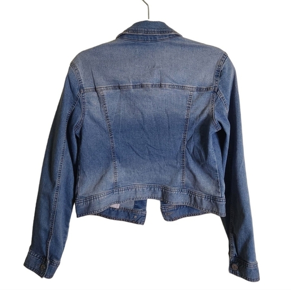 Celebrity Pink Cropped Stretch Denim Trucker Jacket Size M - Picture 3 of 6